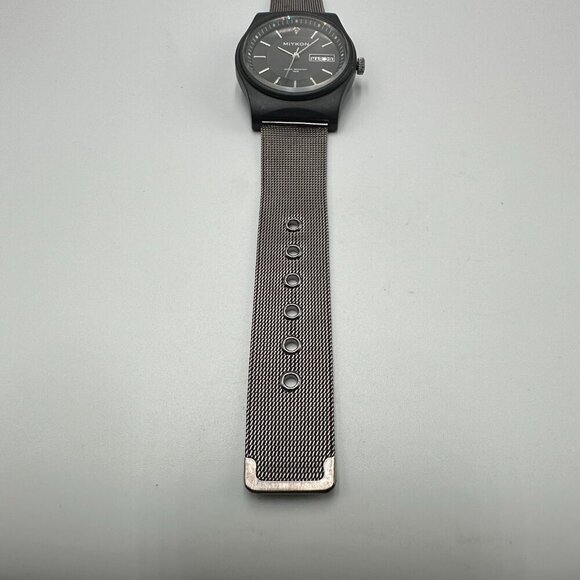 Miykon Watch Men Black Day Date Dial 38MM Mesh Buckle Band New Battery 9 Inch - Picture 3 of 13